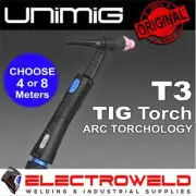 UNIMIG T3 Tig Torch, 4m / 8m 240A Gun Welding 9 Pin, Razor 320 Flex Head UMT3F4M