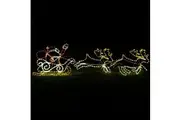 Christmas LED Animated Motif Santa Riding Reindeers in Sleigh 210x70cm Outdoor