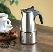 Stovetop Espresso Maker 4 Cup Demitasse Shot Stainless Steel Silver Home Basics