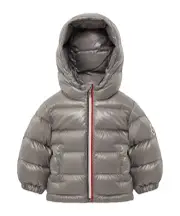 Moncler Enfant Logo Patch Hooded Down Jacket 912M grey