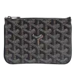 【GOYARD 高雅德】經典滿版LOGO手工帆布拉鍊零錢包(黑APMSENAT2-Y08-BLK)