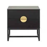 Homestar Odin Bedside Nightstand Side Table W/ 2-drawers Blackhandle