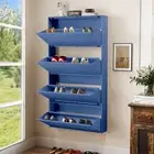 5.9"D Metal Shoe Storage Cabinet Shoe Organizer with Flip Drawers Wall Mounted