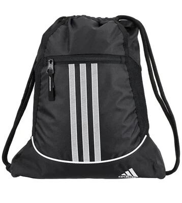 ✅Adidas Alliance II Sackpack, Black, Zipper Pocket Drawstring (MSRP $20)✔️