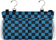 Amooorous Bedside Caddy Organizer Desk Hanging Organizer Bag for Headboards Bunk Beds Dorm Rooms Organizer Caddy Blue-black Checkerboard