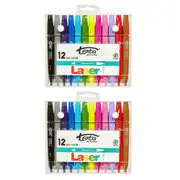 2x 12pc Texta Laser Kids Non Toxic Arts Drawing/Colouring 1mm Colour Markers