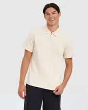 Men's Anchored Down Zip Polo - WHITECAP GRAY - WHITECAP GRAY