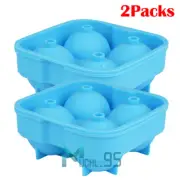 2x Silicone Ice Cubes Tray Mold 4 Round Ball Sphere Ball Maker Bourbon Whiskey