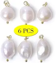 ALEXCRAFT Wholesale 6 PCS Freshwater Pearl Charms Baroque Cultured Pearls Pendant Bulk for Jewelry Making
