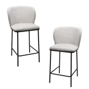Raimon Furniture Set Of 2 Paolo Modern Boucle Fabric Kitchen Counter Bar Stool - White