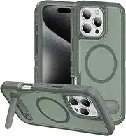LQLQpetMagnetic Compatible with iPhone 11 Pro Case,[Built-in Invisible Kickstand][Support Wireless Charging] [Military Grade Shockproof] Slim Matte Phone Cover,Green