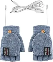 [Generic] Heated Half Finger Gloves,USB Heating Winter Gloves - Washable Full Half Finger Electric Convertible Gloves Knitted Mitten
