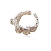Culturesse Ezra Sculpture Adjustable 2.4cm Open Ring Women's Sterling Silver