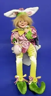 Cynthia Rowley Easter Spring Decor Bunny Elf Doll Shelf Sitting Fairy 16" New