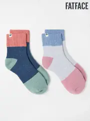 FatFace Multi Colour 2 Pack Welly Socks (AC3274) | $32
