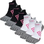 [Kevaler] Trainer Socks Women's Toe Socks Sports Socks Five Finger Socks Padded Athletic Running Socks Short Ankle Socks Breathable & Sweat-Wicking - 6 Pairs