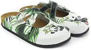 [terlik sabo ortopedik terlik] Terlik Sabo Cork Sole ST170 Leather Clogs Mules Slippers Sabot Shoes Women, Panda