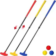Hiboom 3 Pieces Golf Putter Two Way Mini Putter with 3 Plastic Golf Practice Balls Kids Putter Bulk Long Adjustable Golf Club for Right or Left Handed Golfers Children Teenagers Junior Men and Women