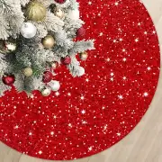 Red Christmas Tree Skirt 46 Inch Large Xmas Tree Skirt Sequins Christmas Tree...