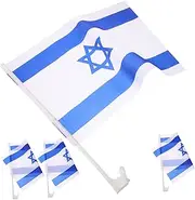 VINTORKY 4pcs Israel Car Flag Car Stick Flag Rearview Mirror Decoration Israeli National Flag National Handheld Flag Jewish Car Flags Vehicle Automotive Flag Banner Polyester Hang up Window