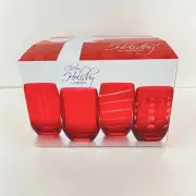 Mikasa Cheers Ruby Stemless Wine Glasses Festive Set of 4
