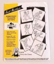 Aunt Marthas 3878 CLANCY THE CLOWN Iron On Embroidery Transfer Pattern - Clowns