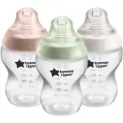 Tommee Tippee Closer to Nature Baby Bottle 260ml 3 Pack - Clear