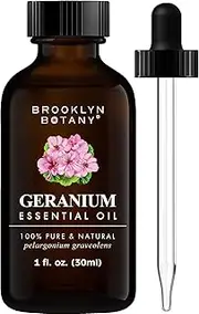Brooklyn Botany Geranium Essential Oil – 100% Pure and Natural – Therapeutic Grade Essential Oil with Dropper - Geranium Oil for Aromatherapy and Diffuser - 1 Fl. OZ