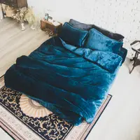 在飛比找蝦皮商城優惠-《伯尼寢具》素色法蘭絨床包四件組 土耳其藍