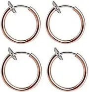 [Tummy Tub] Earring Hoop,Nose Lip Rings,Stud Earrings,Ram Earrings Retractable Hip-hop Earrings Women Men Need Earrings No Hoop Classic Piercing Earrings Womens Stud Earrings (Color : Rose Gold)