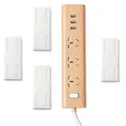 4PCS No-Drill Power Strip Holders Adhesive Wall Mount Socket Organizer-White