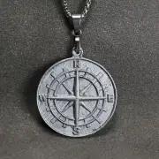 Natural Muonionalusta meteorite carved Compass carving design shape pendant