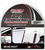 Cowles Custom, Carbon Fiber Edge Trim with Red Accent, 18 Feet, Flexible Door Edge Guard for Cars, Trucks, SUVs