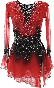 [Zagitova] Girls Ice Figure Skating Dress Customizable Women Gradient Open Back Competition Dance Outfit with Rhinestone