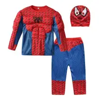 在飛比找蝦皮購物優惠-肌肉款蜘蛛人兒童造型服套裝頭罩變裝萬聖節💥小比玩具💥