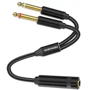 1/4 TRS Stereo Jack to Dual 1/4 TS Mono Y-Splitter Insert Cable, Nylon