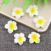 50pcs White Flatback Resin Plumeria Rubra Flower Cabochons 15mm Craft DIY