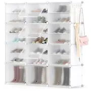 Giantex 12-Cube Portable Shoe Cabinet Storage Shelves w/Hanging Hooks DIY Shoe Tower Rack White