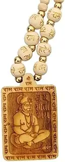 [TreegoArt] Hand Made Original Jai Shri Ram Bageshwar Dham Tulasi kanthi Mala with Hanuman Locket Chain For Men And Women, Medium, Wood, No Gemstone
