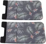 ARTSEWPLY 2pcs Retro Magnetic Phone Wallet Stickers Stylish Card Holder Organizer for Mobile Secure Adhesive Cell Wallet Sleeve Unique Leaf Print Design for Storage