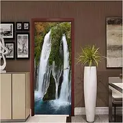 Door Stickers Self-Adhesive Landscape Waterfall Art Door Sticker Home Decoration Door Cover Wall Sticker Poster(95x215cm)