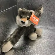 Wild Republic Huggers | Hugger Wolf | Brown Stuffed Slap Bracelet Plush | 8” New