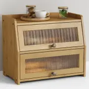 Large Bread Box for Kitchen Countertop, Double Layer Breadbox Bamboo