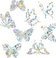 40pcs Window Decals for Birds Strikes, Suncatcher Stickers Rainbow Window Decals, Butterfly Window Clings, Adhesive Prismatic Vinyl Window Clings
