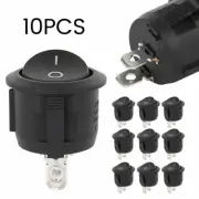 10PC 12V / 24V ON OFF Rocker Switch Round Car 2 Pin Dash Boat Van 20mm Black `❅