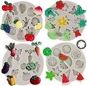 Sijiangmold Vegetable Fruit Radish Tomato Eggplant Cabbage Silicone Mold Strawberry Pineapple Fondant Mold For Cupcake Topper Cake Decorating Chocolate Candy Craft Gum Paste Set Of 4