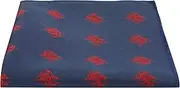 [King & Priory] Navy Blue Embroidered Welsh Dragon Pocket Square, Handkerchief, Blue, One size