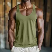 Men's Tank Top Vest Undershirt Sleeveless Shirt Sleeveless Round Crewneck Summer Plain Fashion Sporty Classic Street Casual Sports Light Green Pink Dark Green