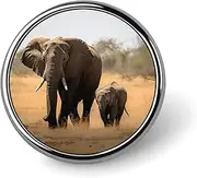 [FZMVSQH] Walking Elephants Printed Round Button Pin Badges Metal Pinback Buttons 1 Inch Pins for Hat Shirt Clothing Bags Decoration, Circular, Aluminum, Circular, Aluminum