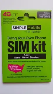 Simple Mobile Sim Card Kit LTE/5G iPhone 6 6s 6+ 7 8 X XS XR 11 12 13 (T-Mobile)